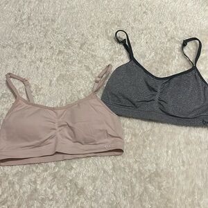 Justice girls pink and gray training bras, with removable pads. Size: 36
